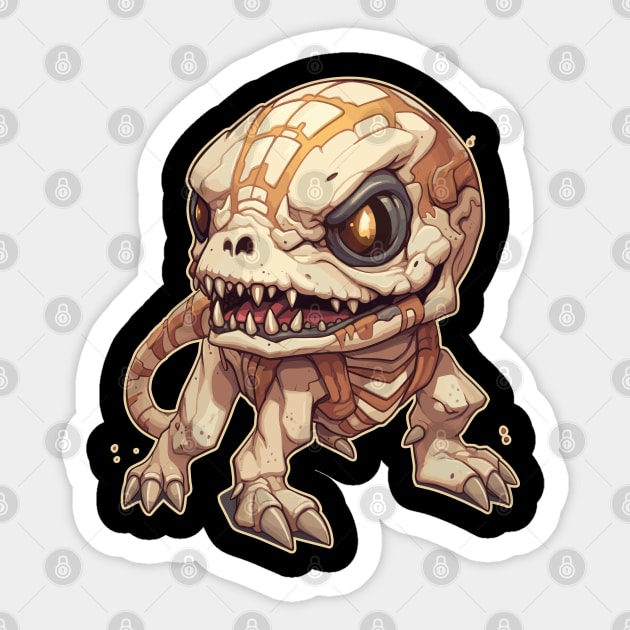 Scary Mummy Chibi T-Rex Isometric Dinosaur Skeleton Sticker by DanielLiamGill